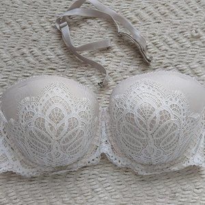 Victorias Secret Dream Angels Multi-Way White Lace Bra 36DD EUC